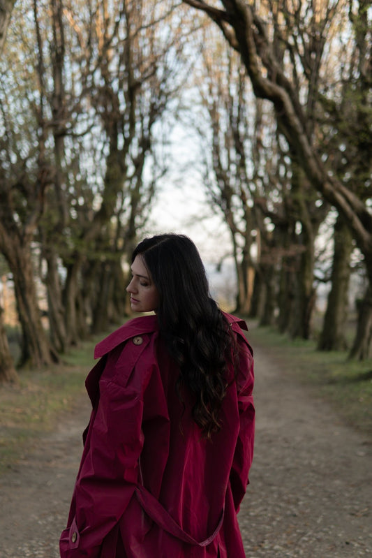 Trench Coat - Burgundy Red