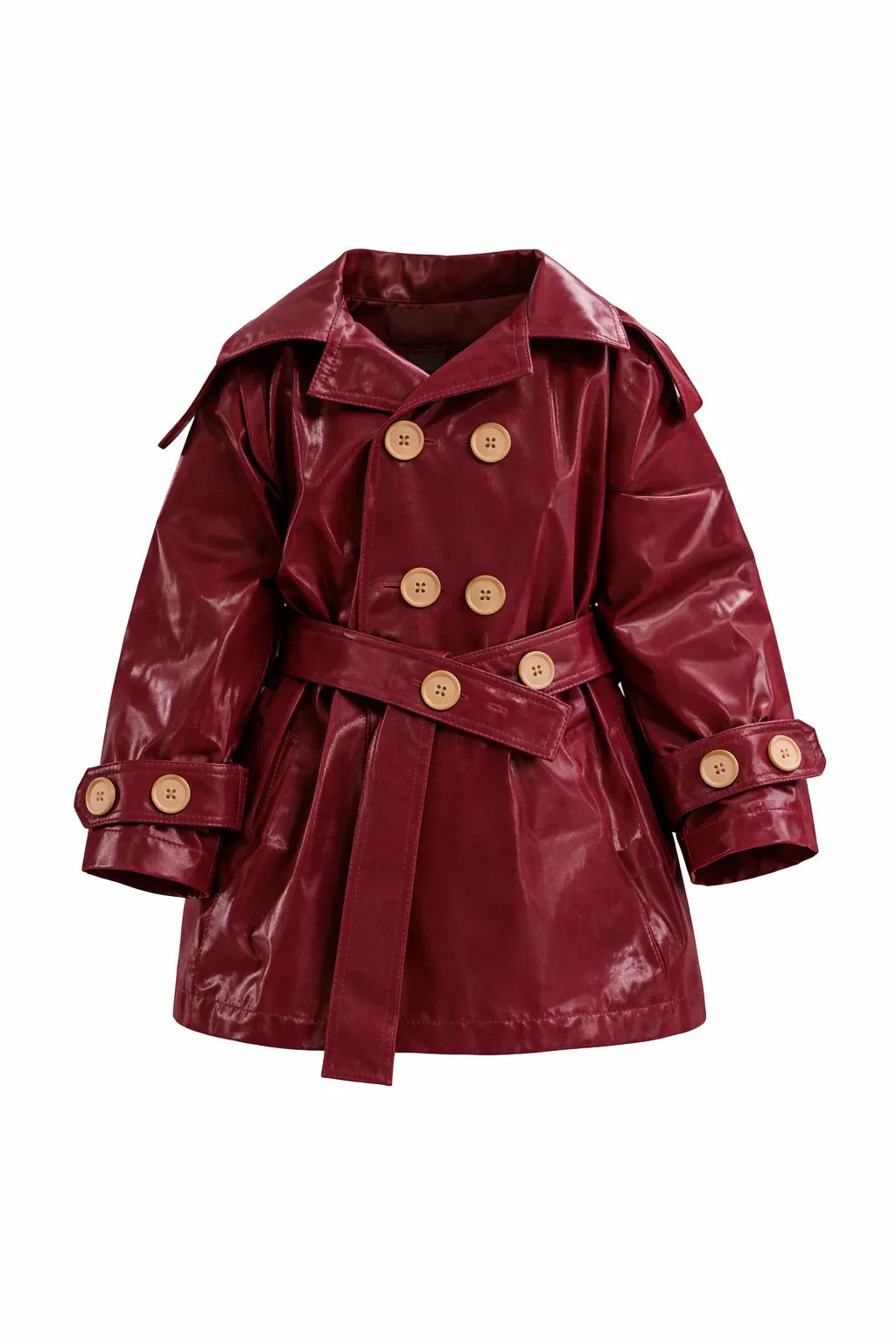 Kid's Trench Coat - Burgundy Red - Cotton - MellowConceptStore