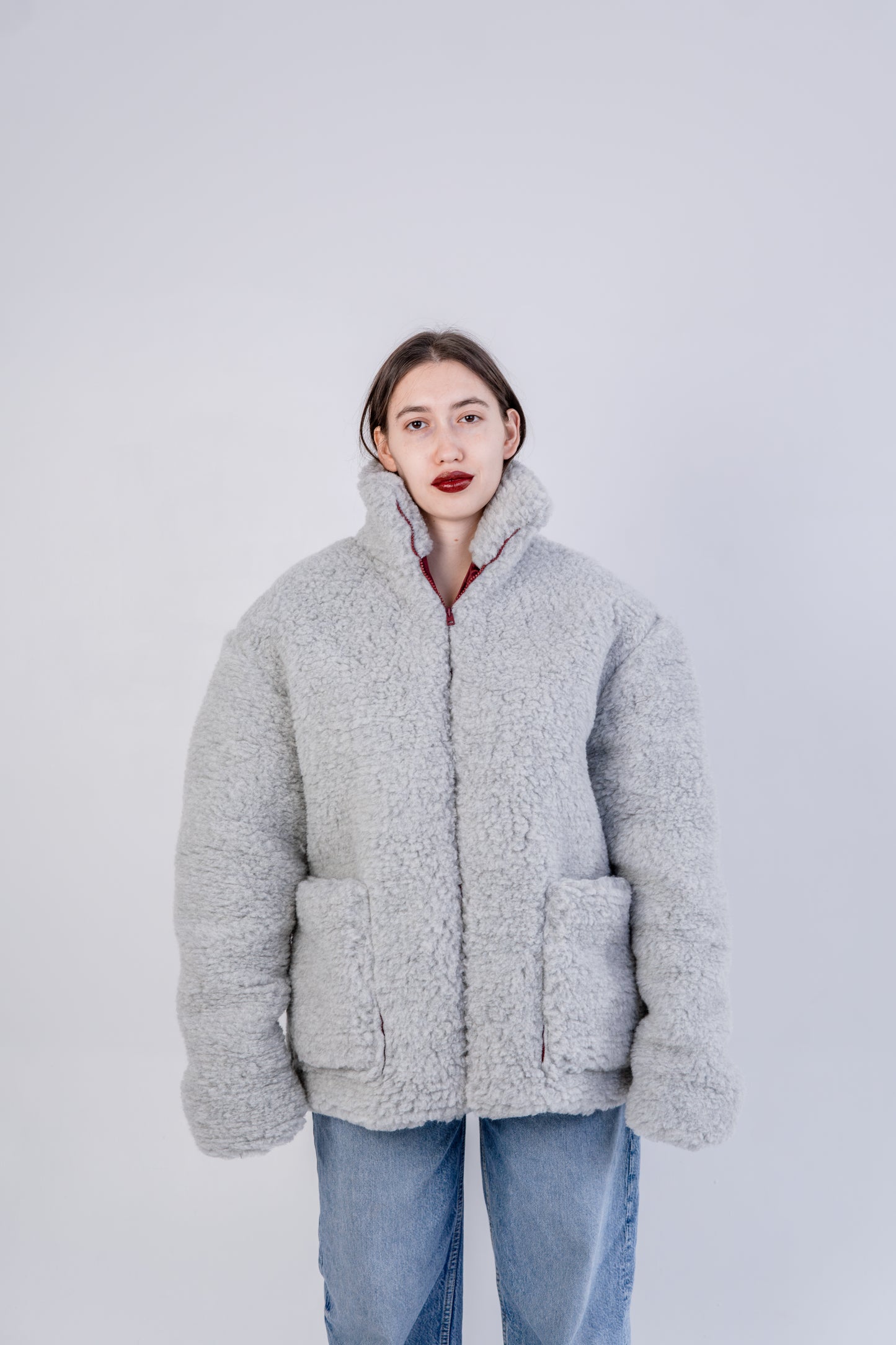 Woolen Women's Short Jacket Beige