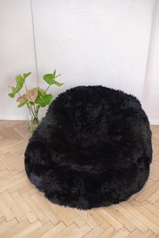Natural Sheepskin Beanbag - Black - MellowConceptStore