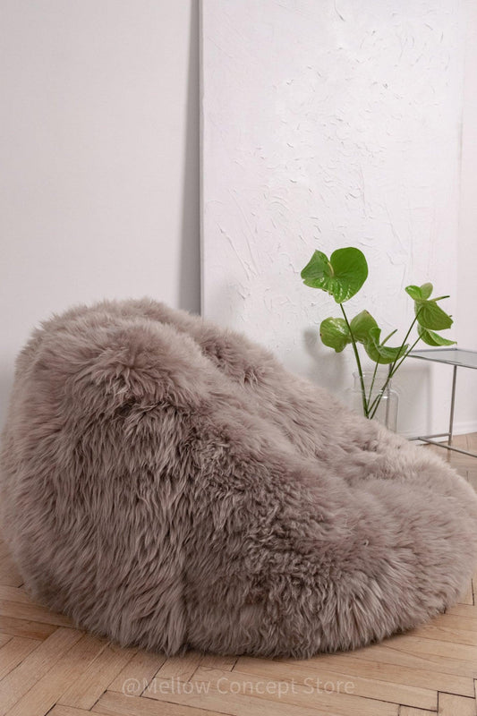 Natural Sheepskin Beanbag - Greige - MellowConceptStore
