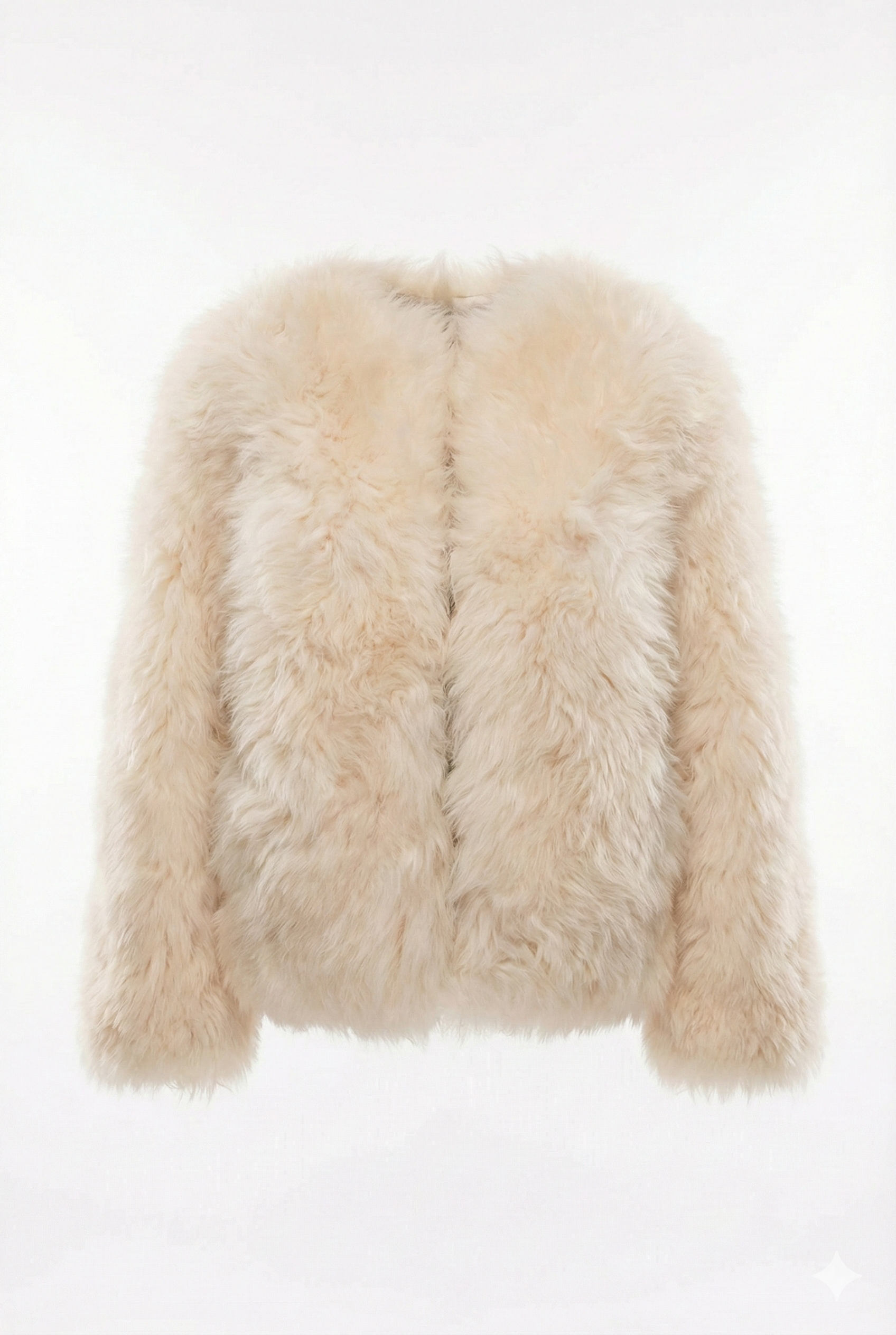 Sheepskin Fur / Coat with Burgundy Silk Lining - White