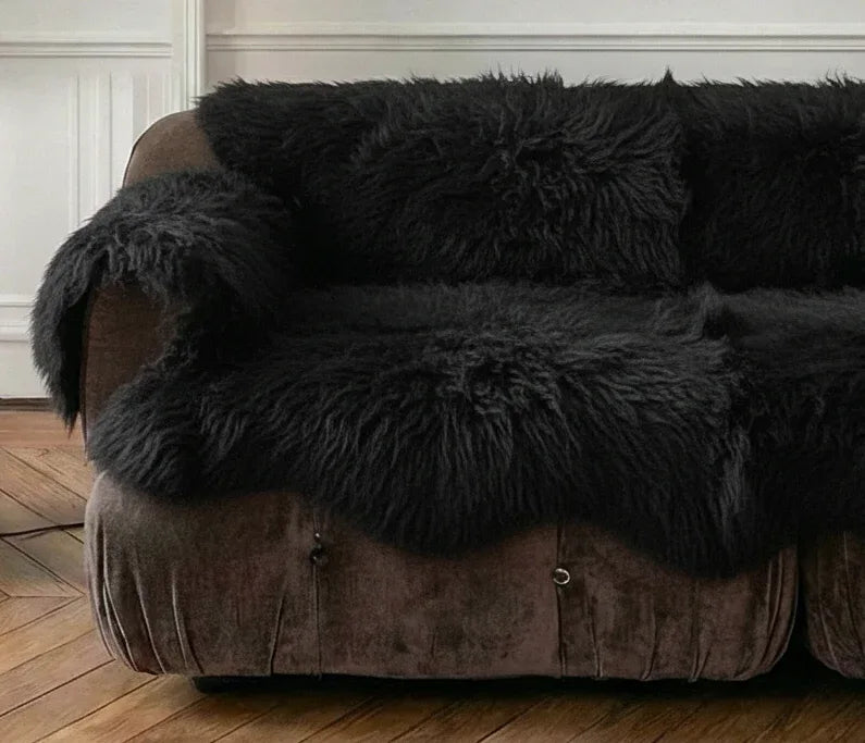 Genuine Black Sheepskin Couch Cover for Dogs — Natural Sofa Protector (Plastic-Free) - MellowConceptStore