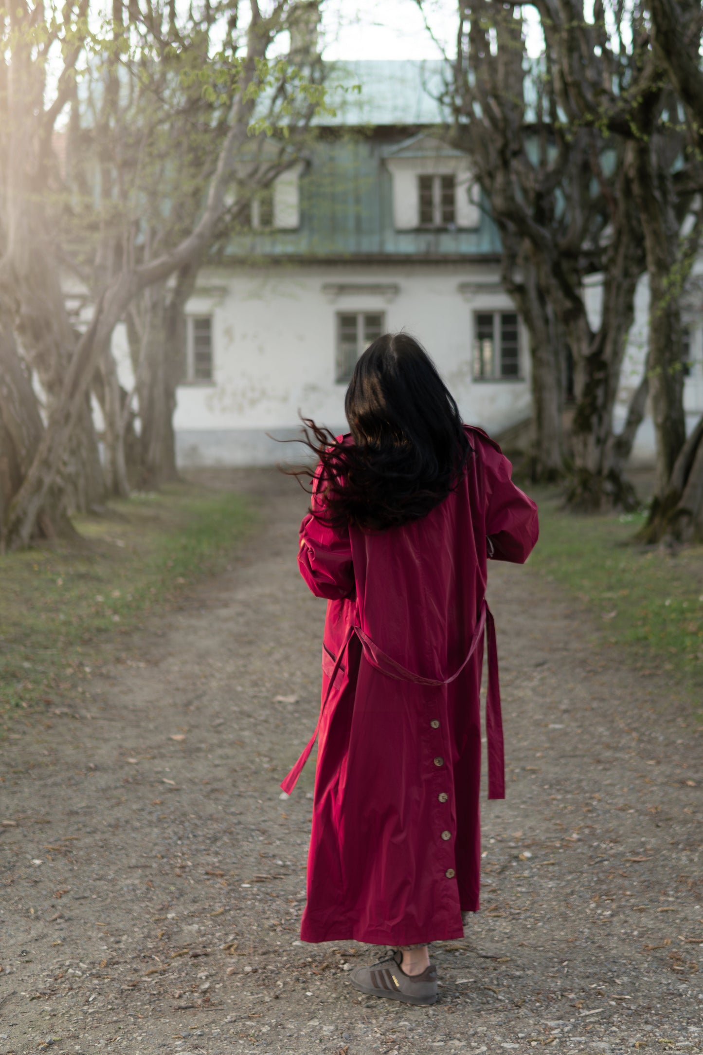 Trench Coat - Burgundy Red