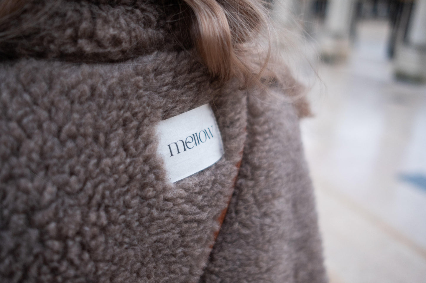 Oversized Woolen Coat with Maroon Silk Lining  Beige