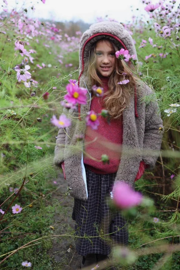 Baby/Kid Jacket in Teddy Wool - Melange Brown - MellowConceptStore