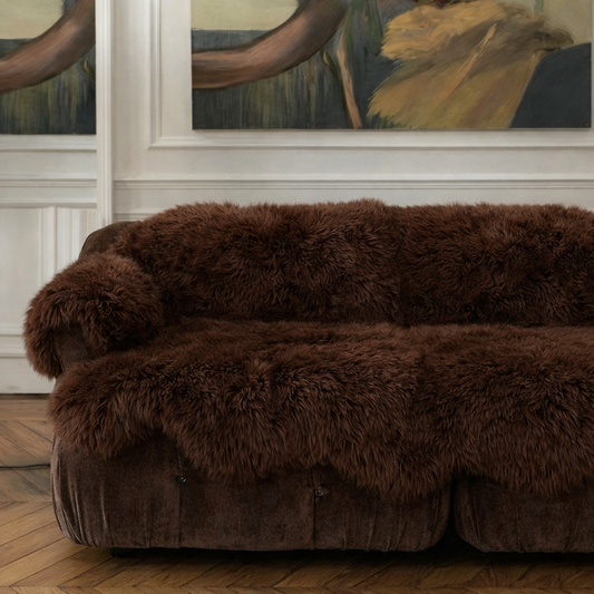 Genuine Brown Sheepskin Couch Cover for Dogs — Natural Sofa Protector (Plastic-Free)
