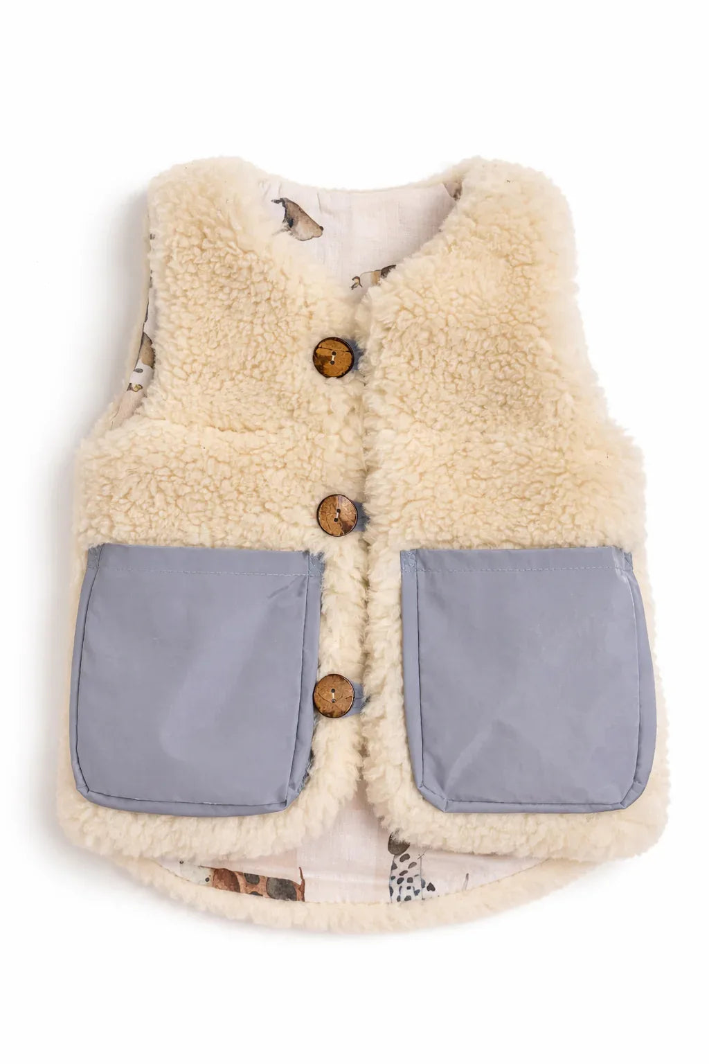 Baby/Kid Virgin Wool Vest - White/Blue - MellowConceptStore