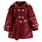 Kid's Trench Coat - Burgundy Red - Cotton