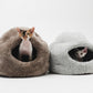 Two cats in cozy pet beds - natural, woolen -on a white background  | Natural, non‑toxic pet nest for cats and small dogs | Cozy, handmade pet furniture

