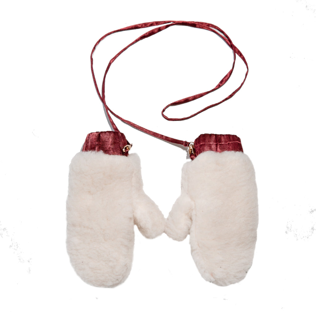 Adult Natural Wool Mittens / Gloves White