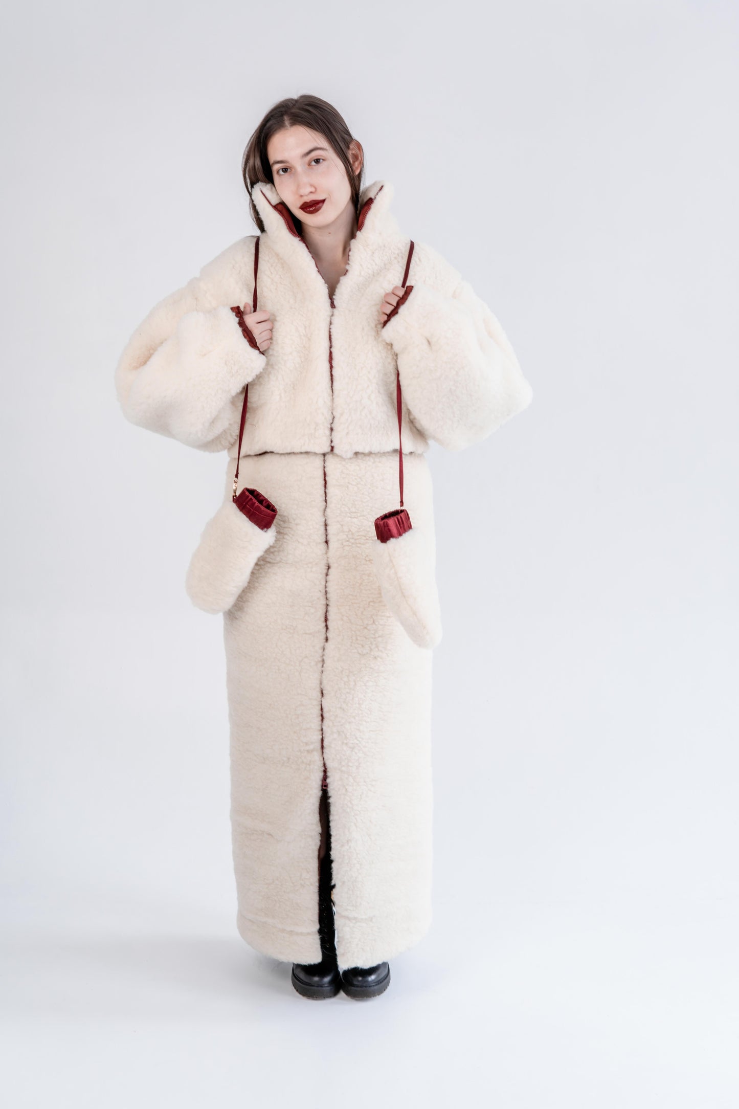 Adult Natural Wool Mittens / Gloves White