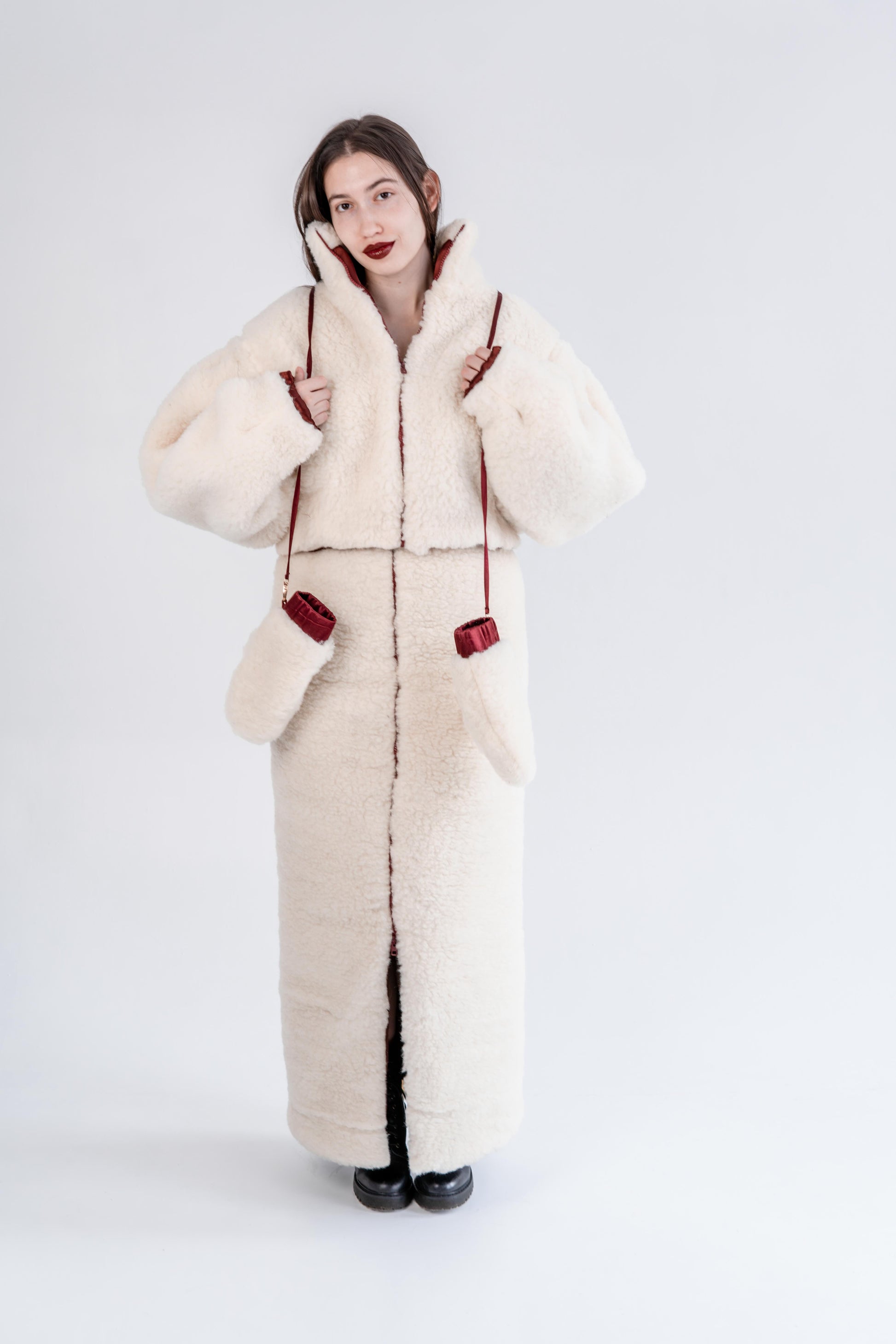 Adult Natural Wool Mittens / Gloves White