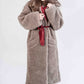 Oversized Woolen Coat with Maroon Silk Lining  Beige