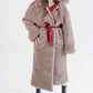 Oversized Woolen Coat with Maroon Silk Lining  Beige