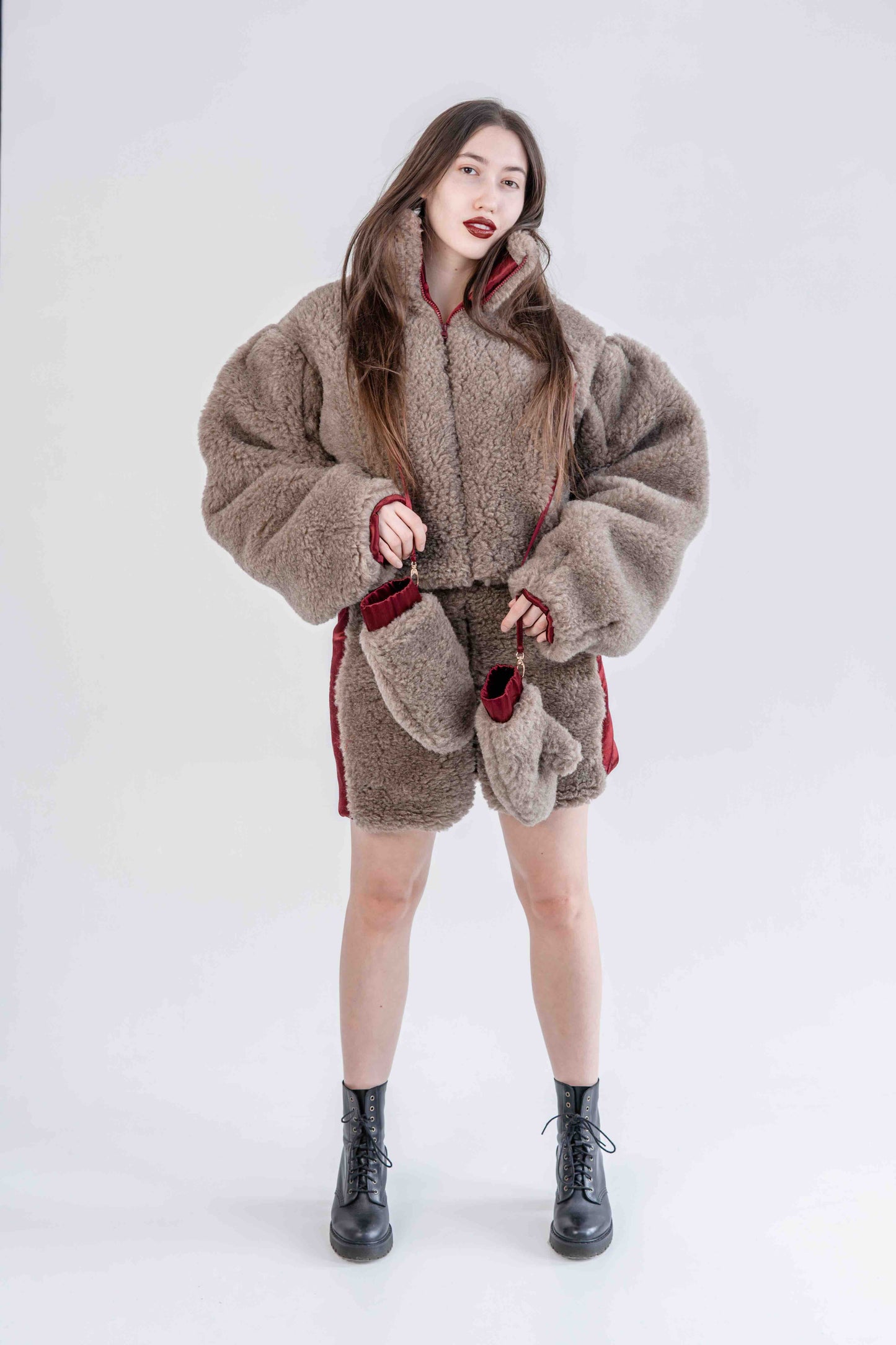 Adult Natural Wool Mittens / Gloves Beige