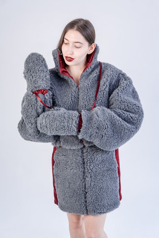 Adult Natural Wool Grey Mittens / Gloves 