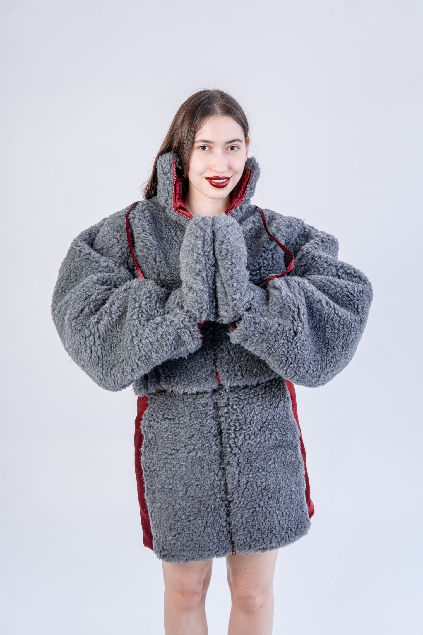 Adult Natural Wool Grey Mittens / Gloves 