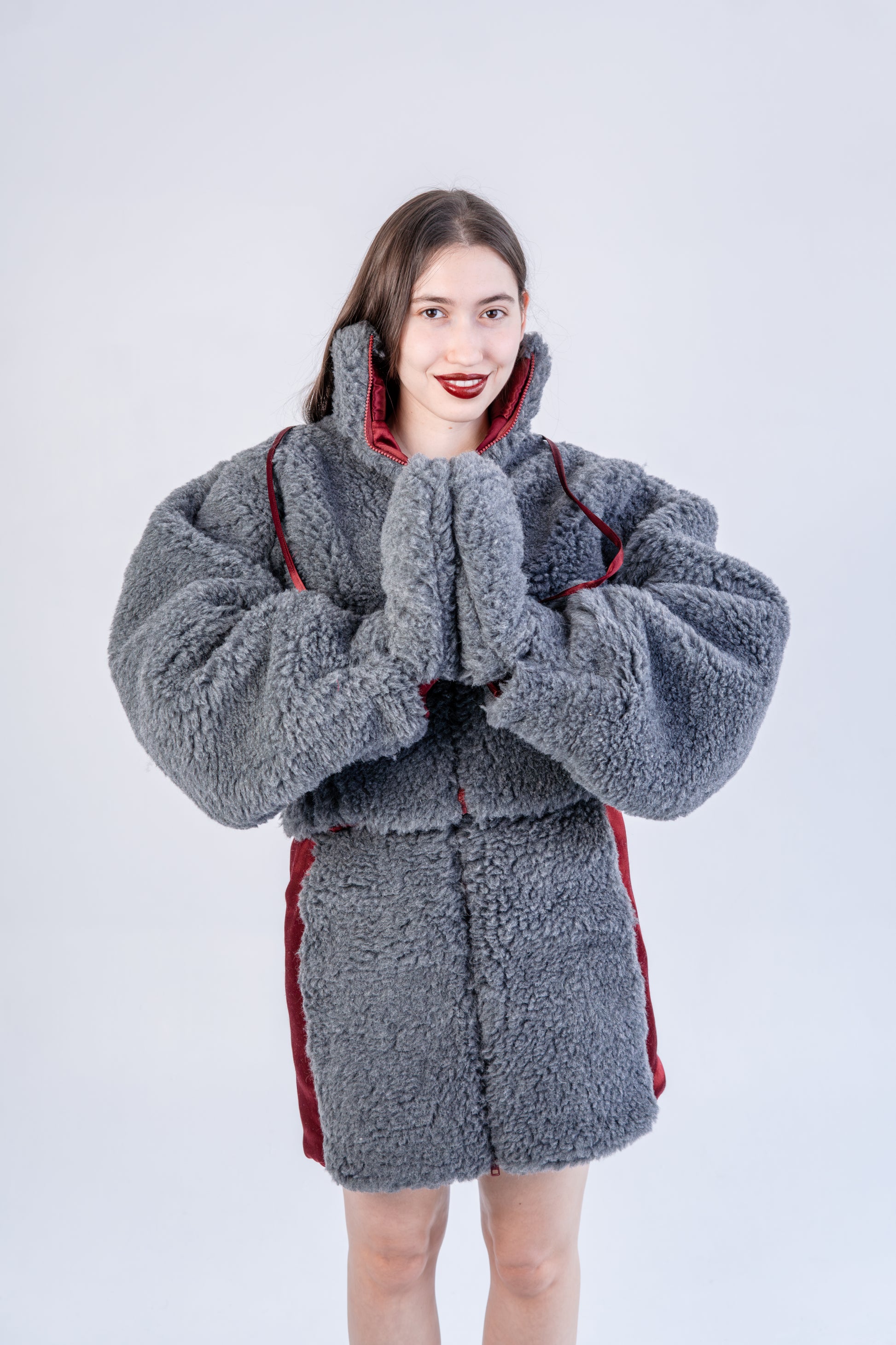 Adult Natural Wool Grey Mittens / Gloves 