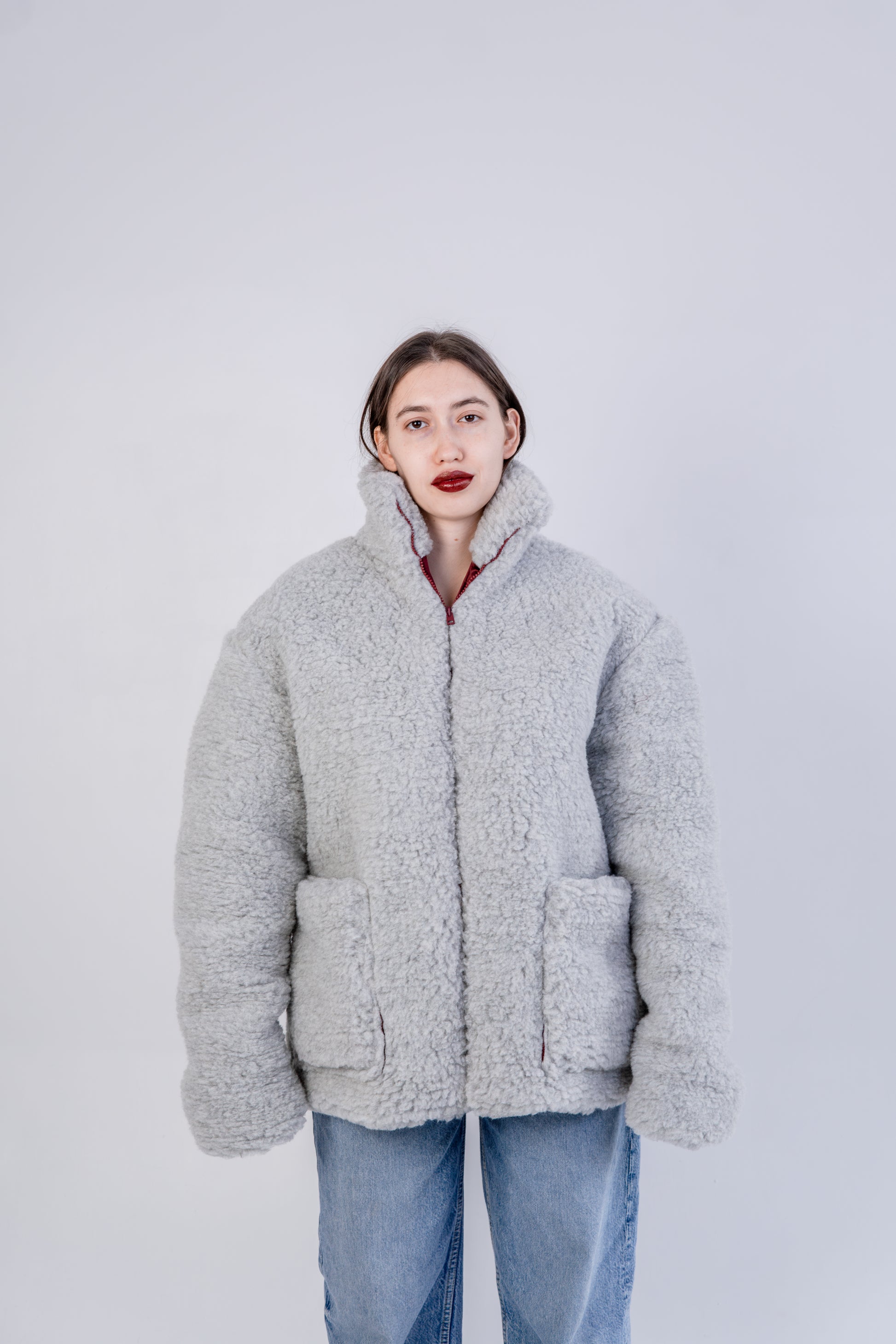 Woolen Women's Short Jacket  Beige