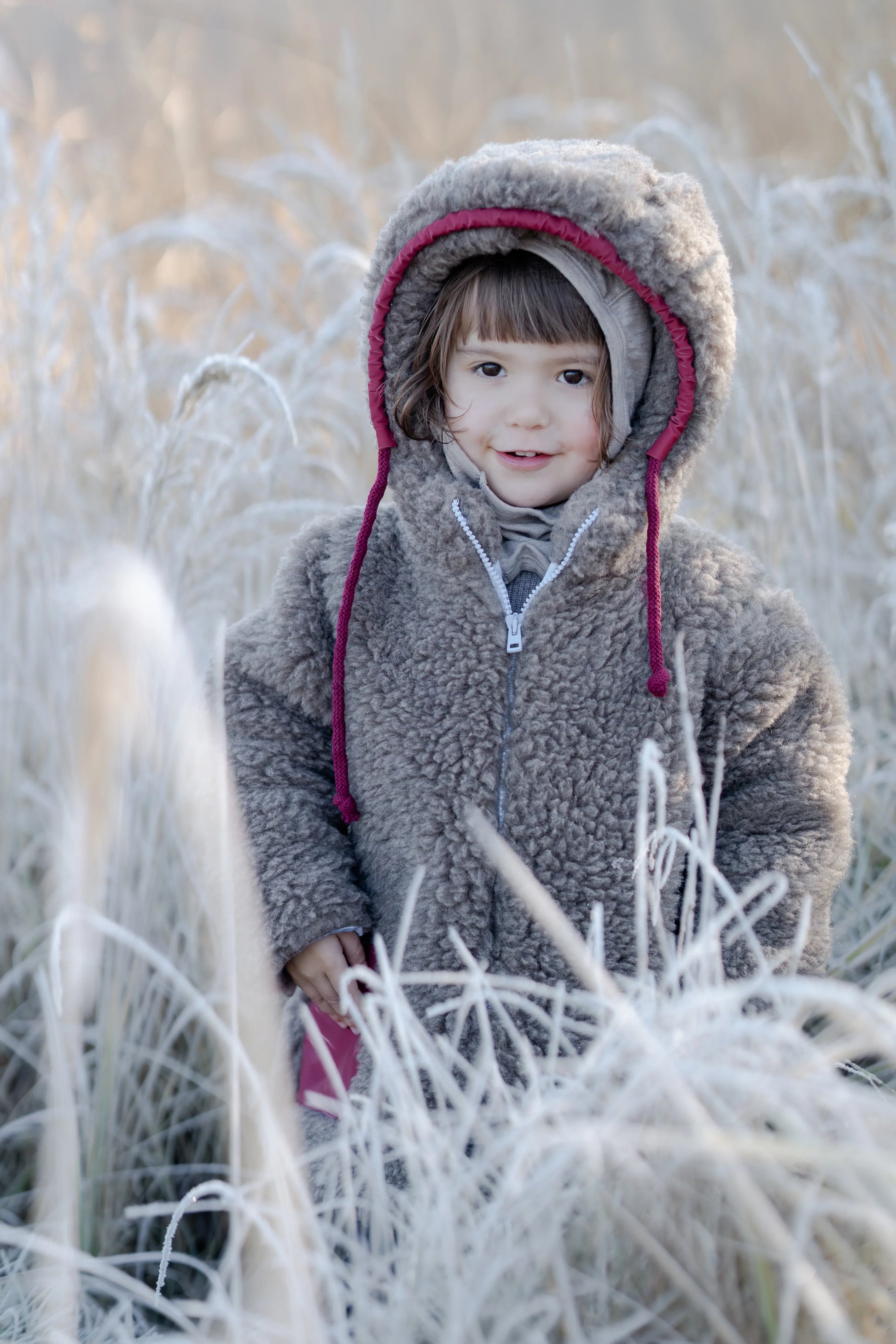 Baby/Kid Jacket in Teddy Wool - Melange Brown - MellowConceptStore