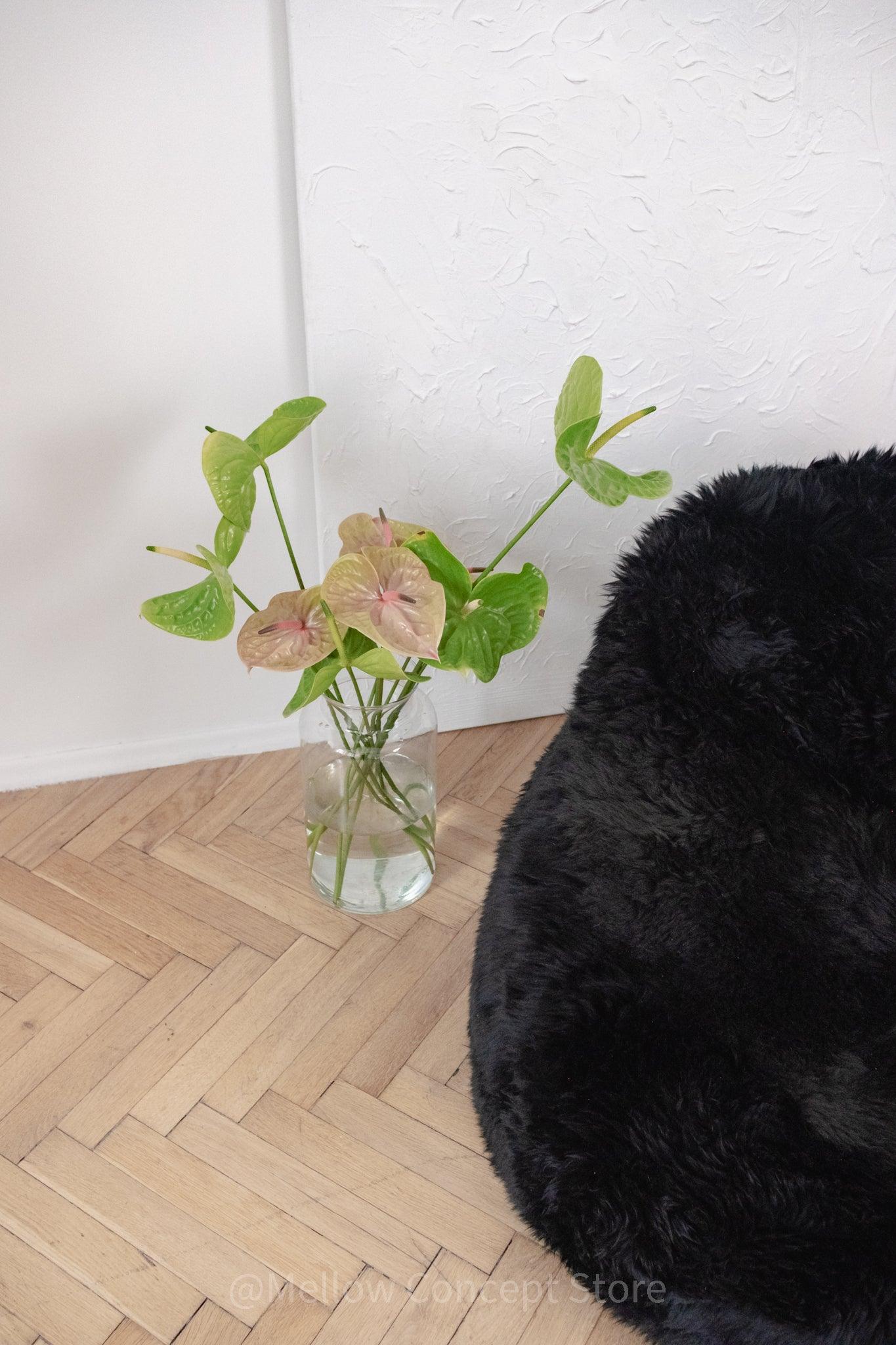 Natural Sheepskin Beanbag Black