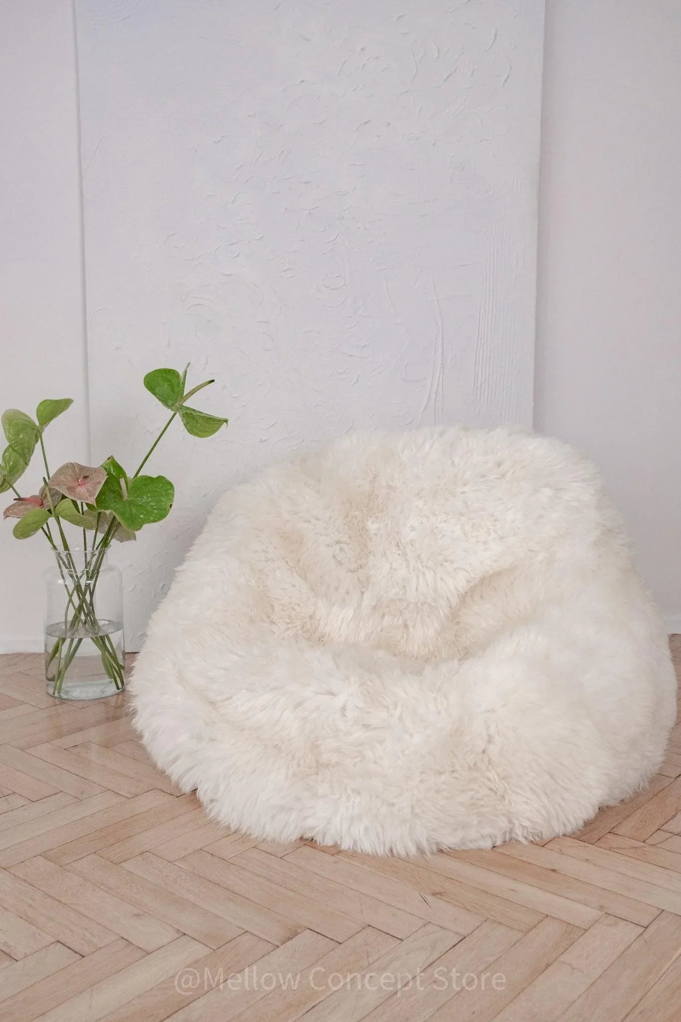 Natural Sheepskin Beanbag - White - MellowConceptStore