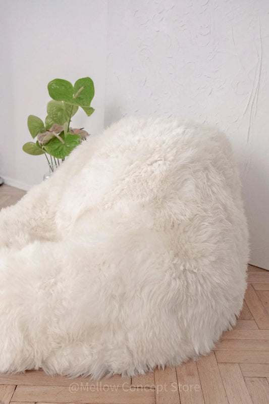 Natural Sheepskin Beanbag - White - MellowConceptStore