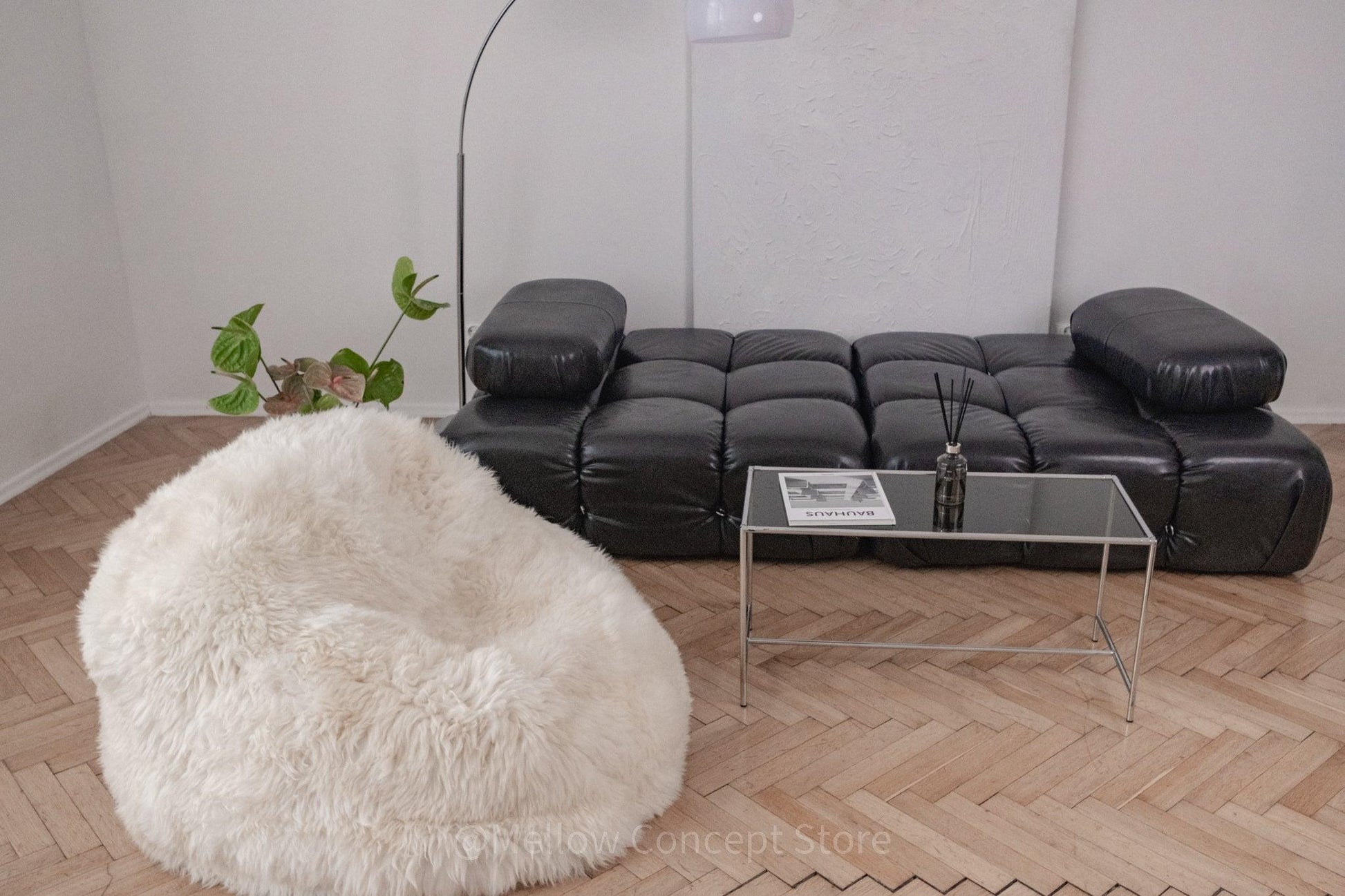 Natural Sheepskin Beanbag - White - MellowConceptStore