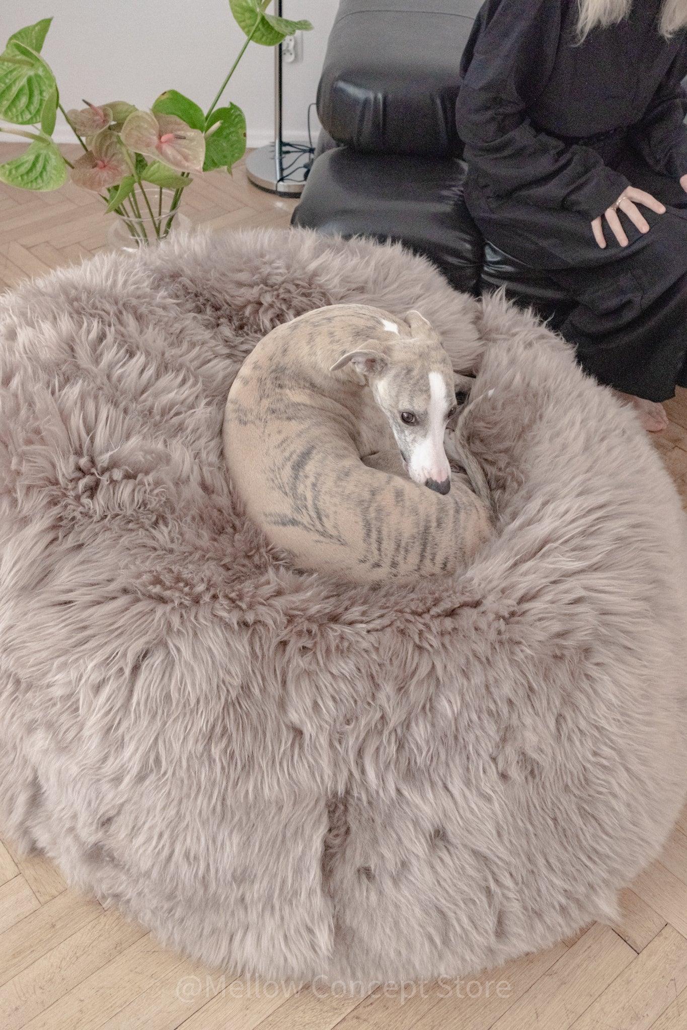 Natural Sheepskin Pouf / Ottoman - Greige - MellowConceptStore