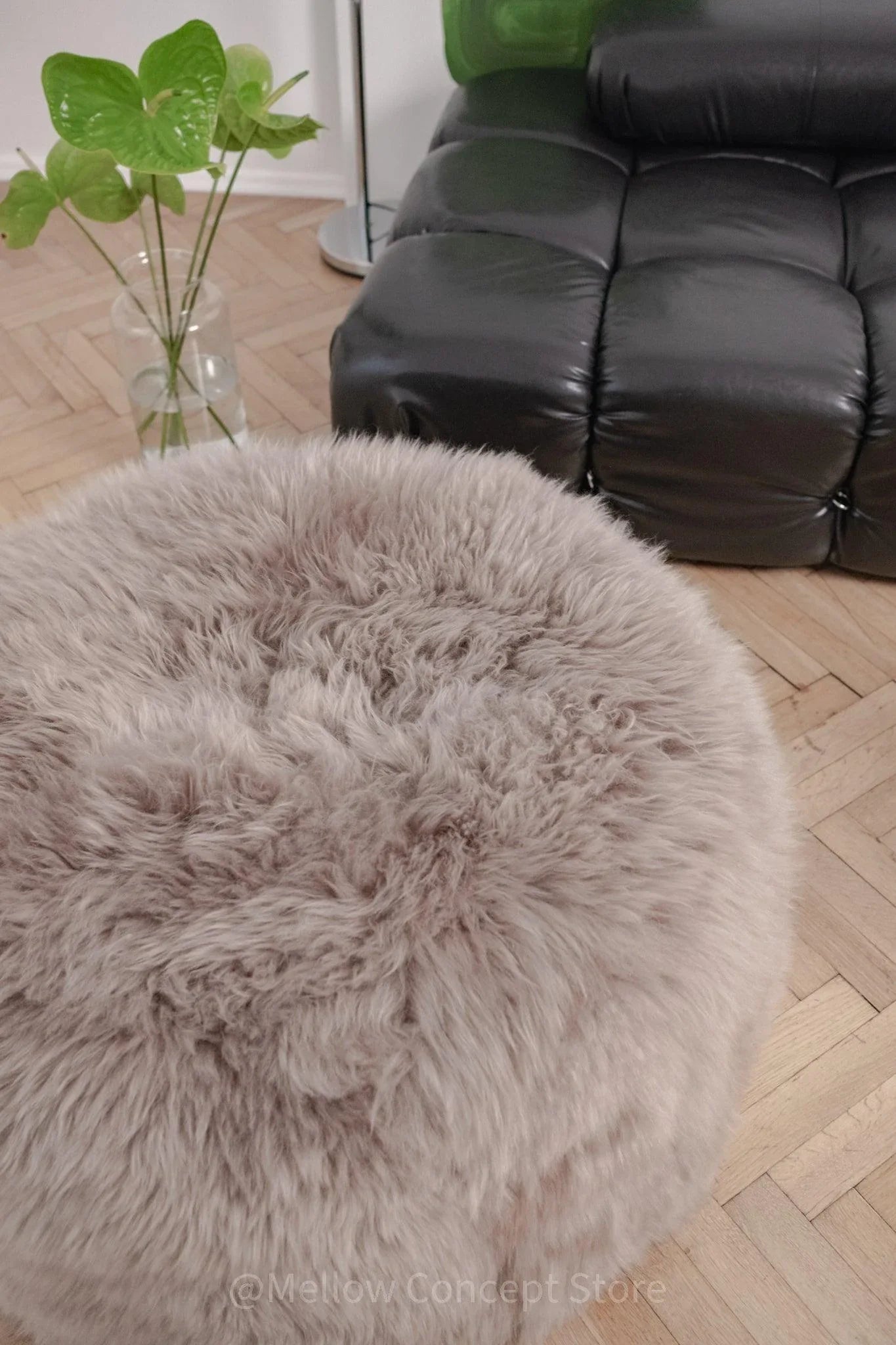Natural Sheepskin Pouf / Ottoman - Greige - MellowConceptStore