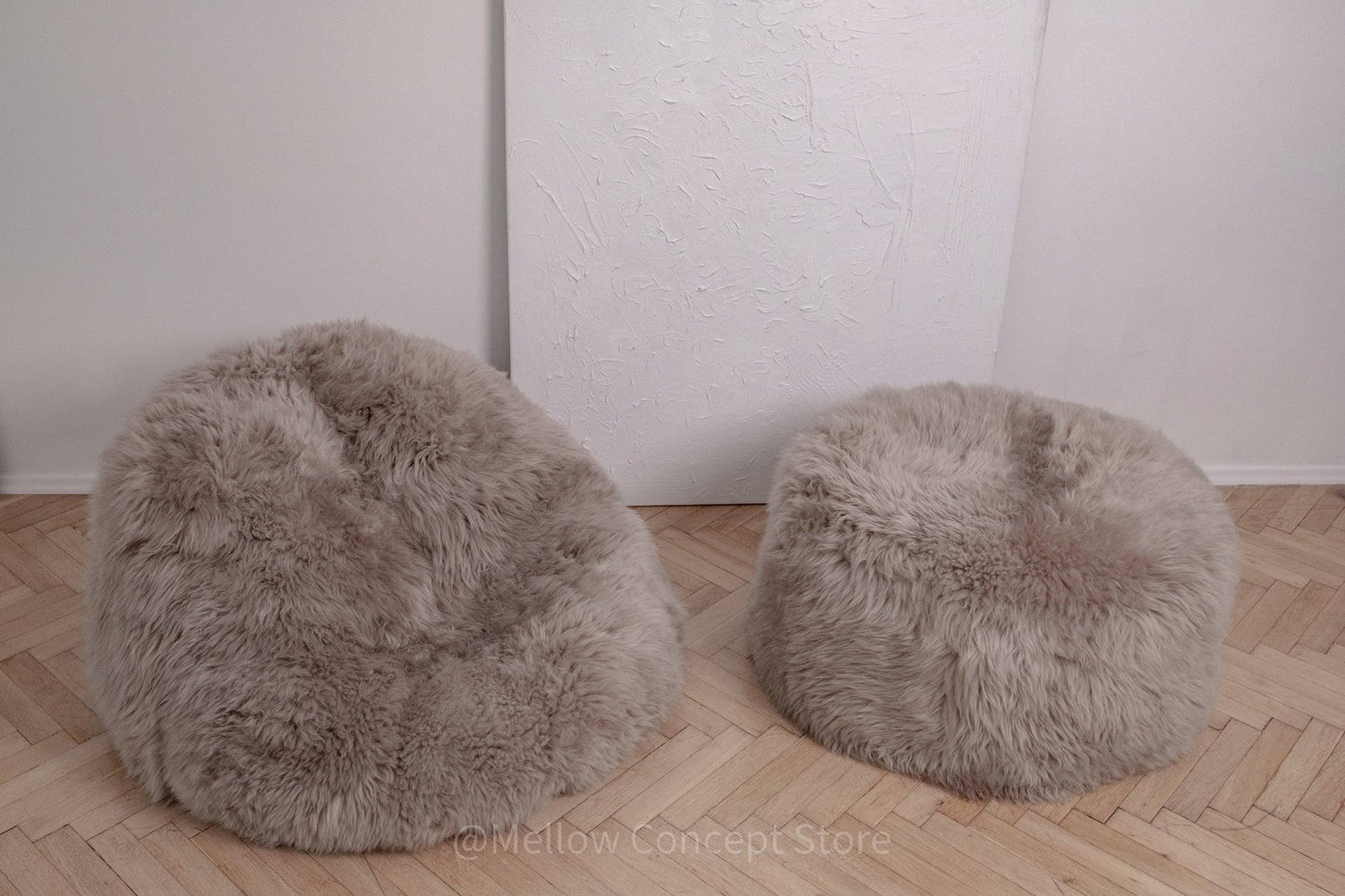Natural Sheepskin Beanbag - Greige - MellowConceptStore