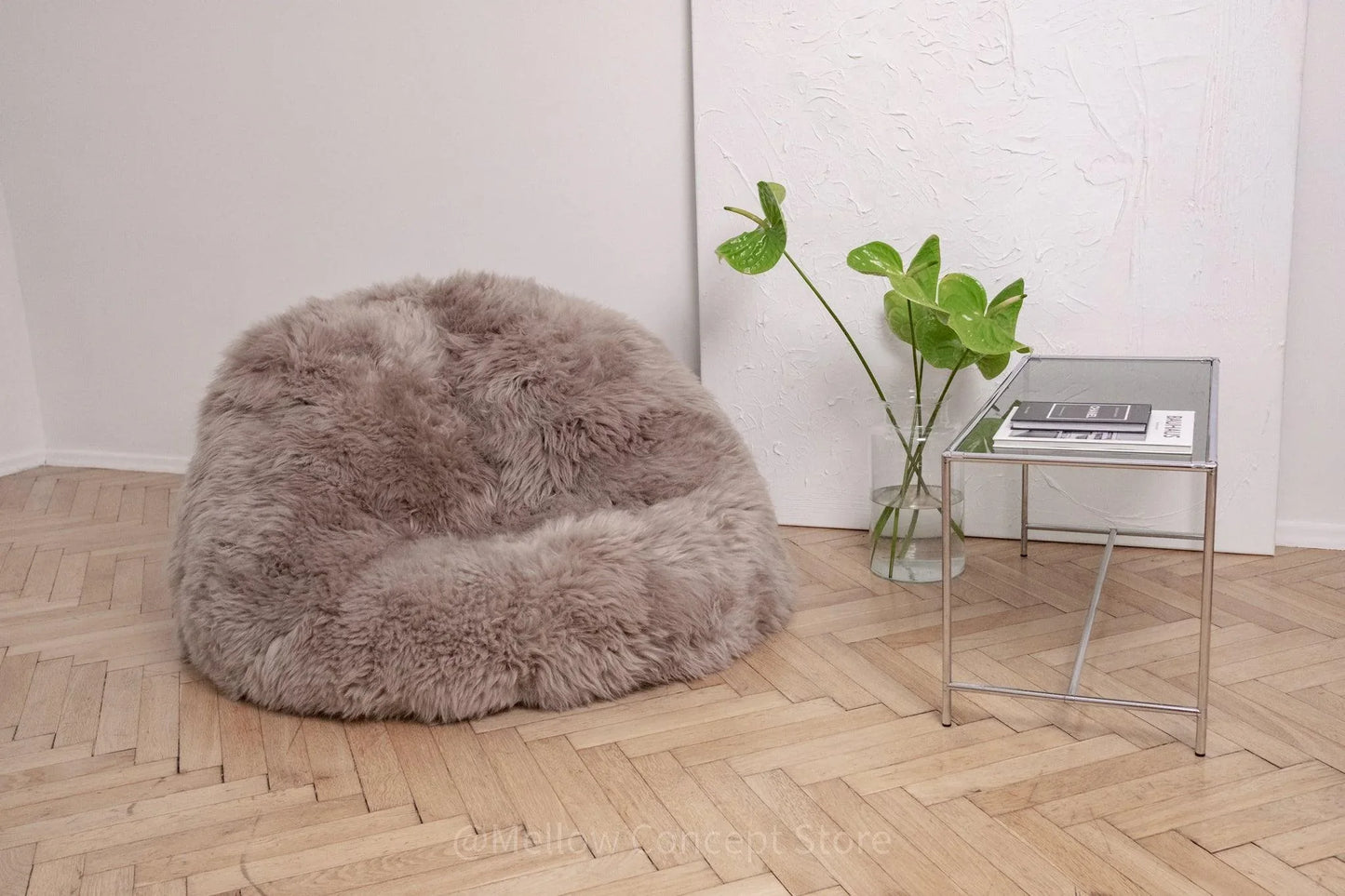 Natural Sheepskin Beanbag - Greige - MellowConceptStore