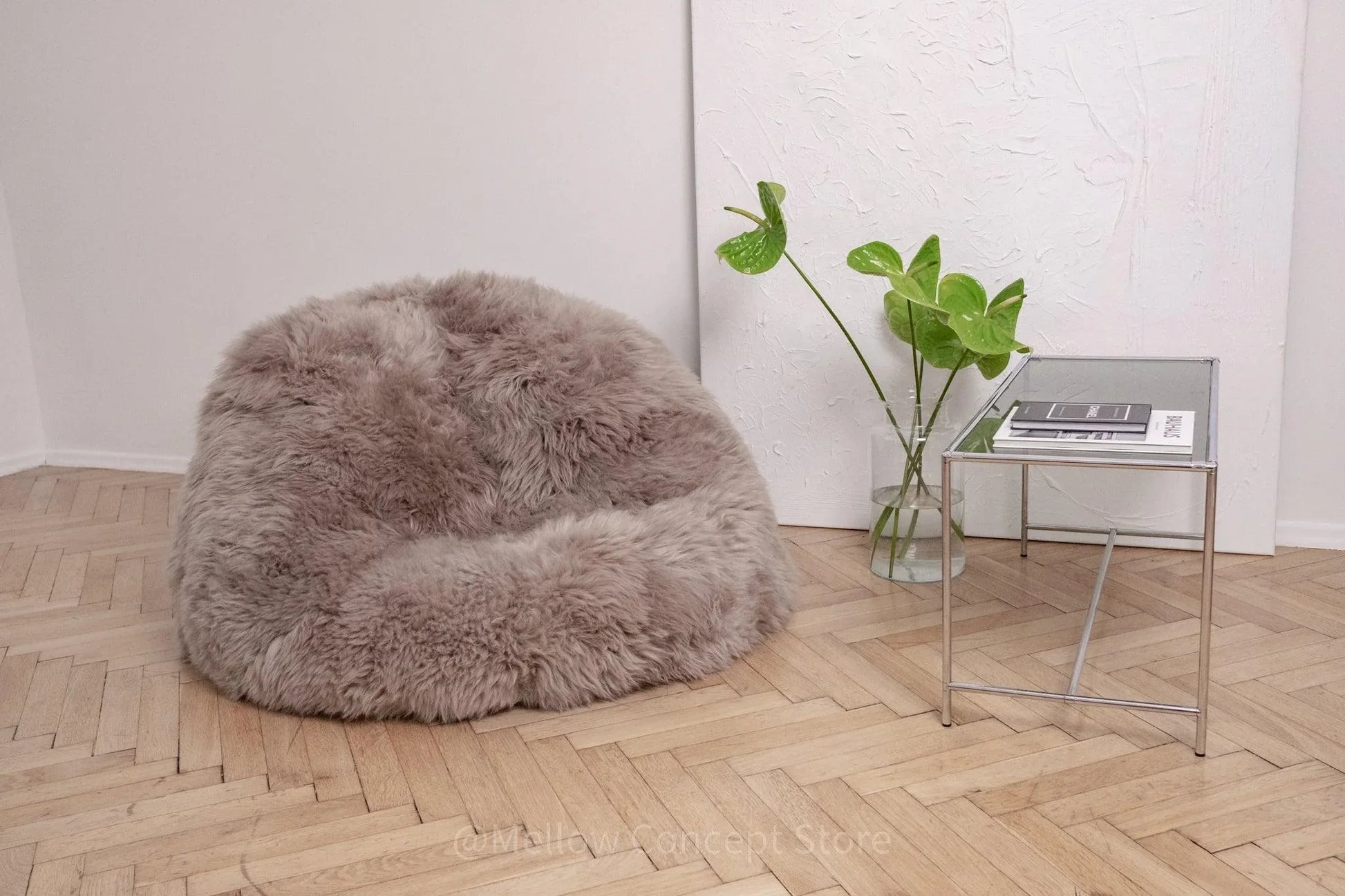 Natural Sheepskin Beanbag - Greige - MellowConceptStore