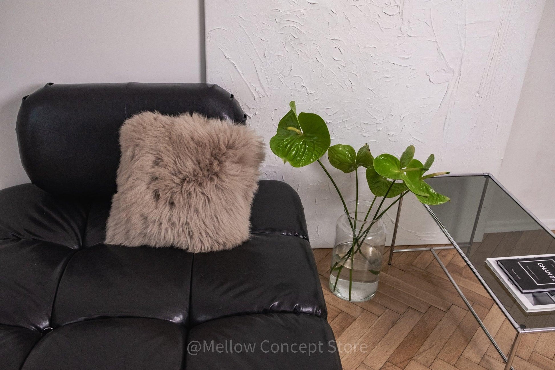 Square Natural Sheepskin Pillow - Greige - MellowConceptStore