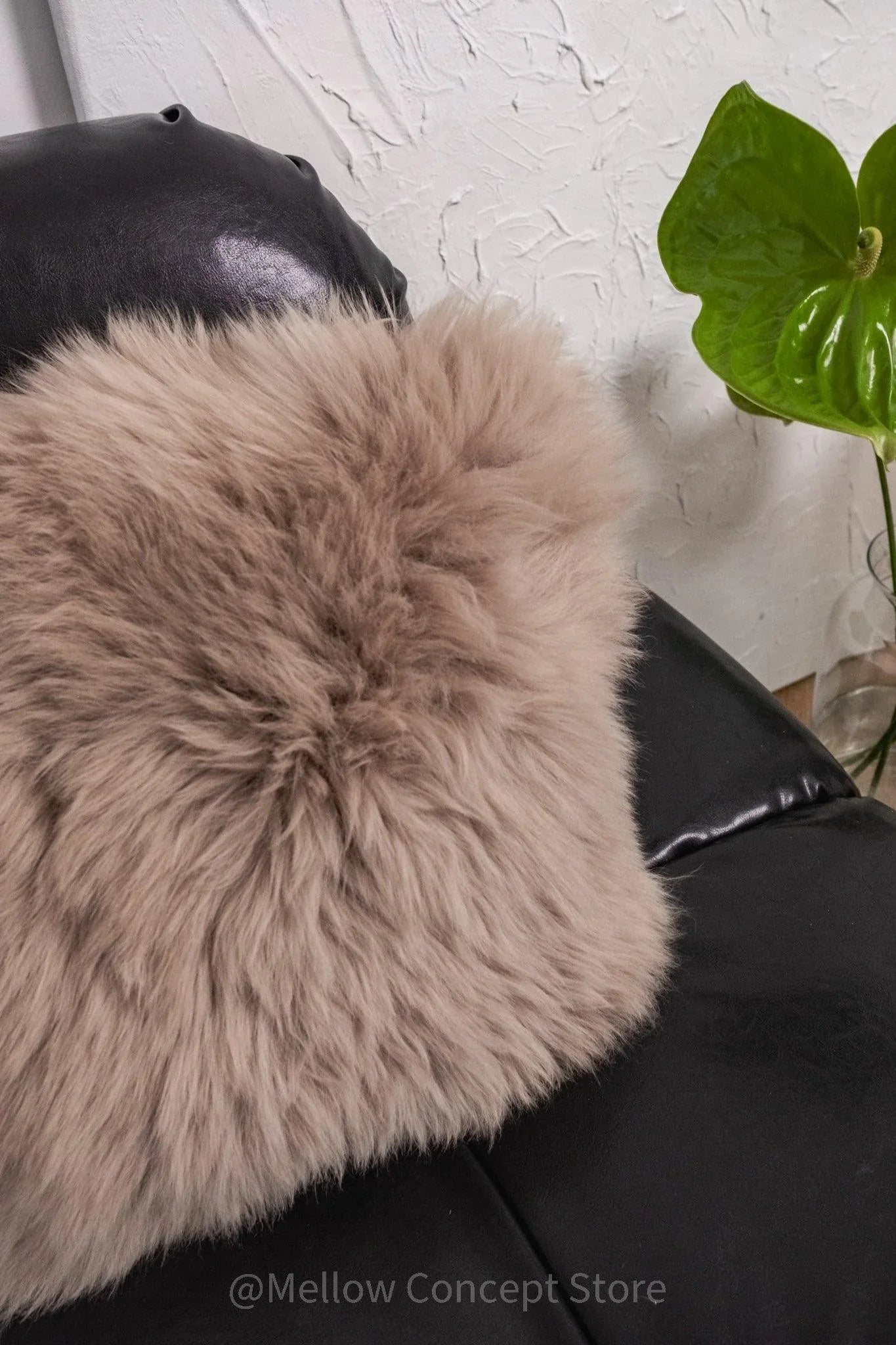 Square Natural Sheepskin Pillow - Greige - MellowConceptStore