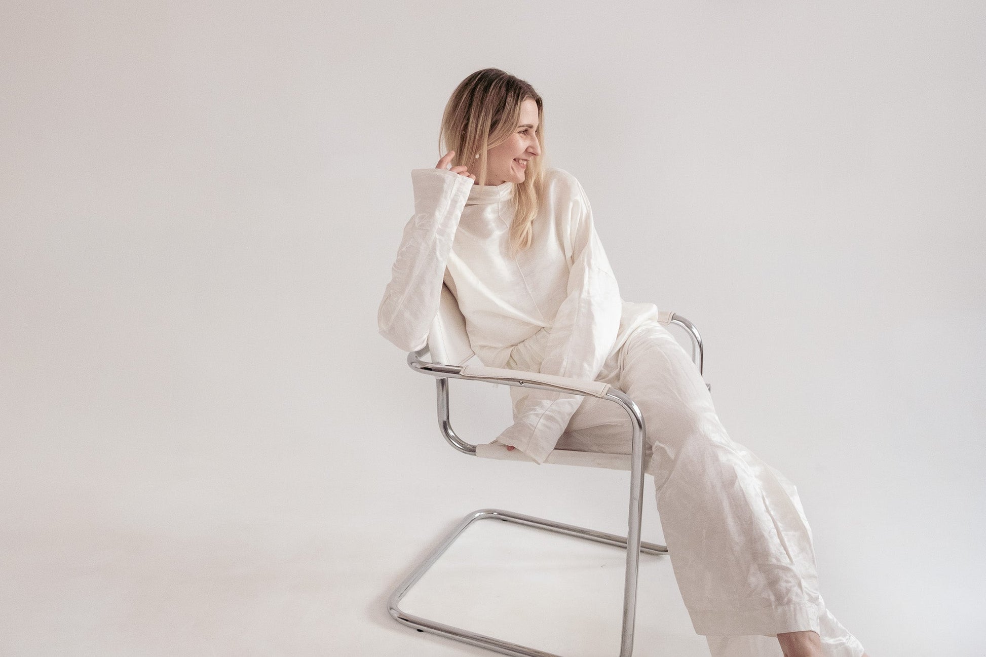 Silk/Linen Clothing Set - White