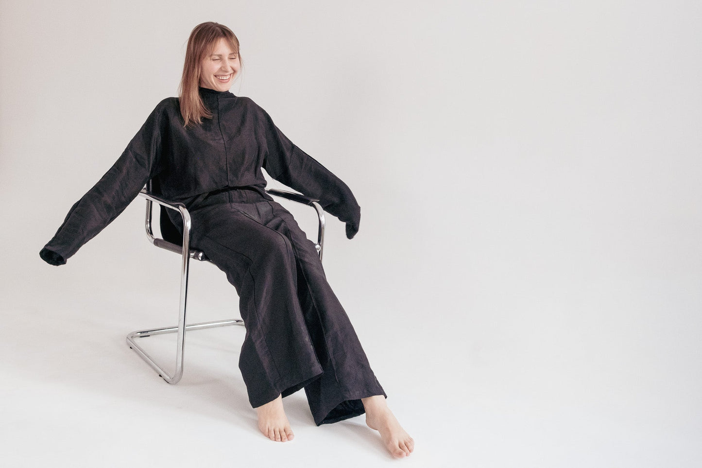 Silk/Linen Clothing Set - Black