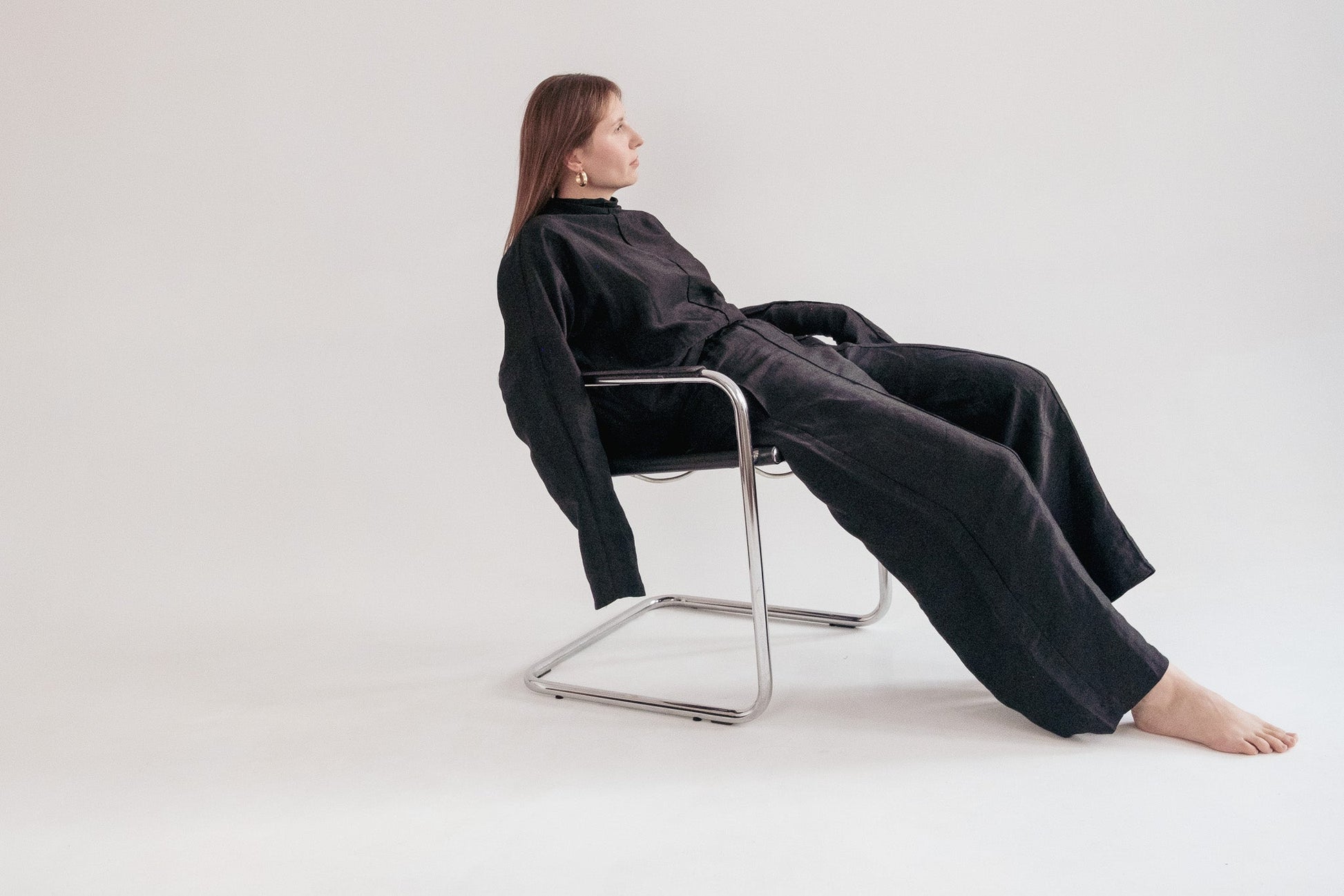 Silk/Linen Clothing Set - Black