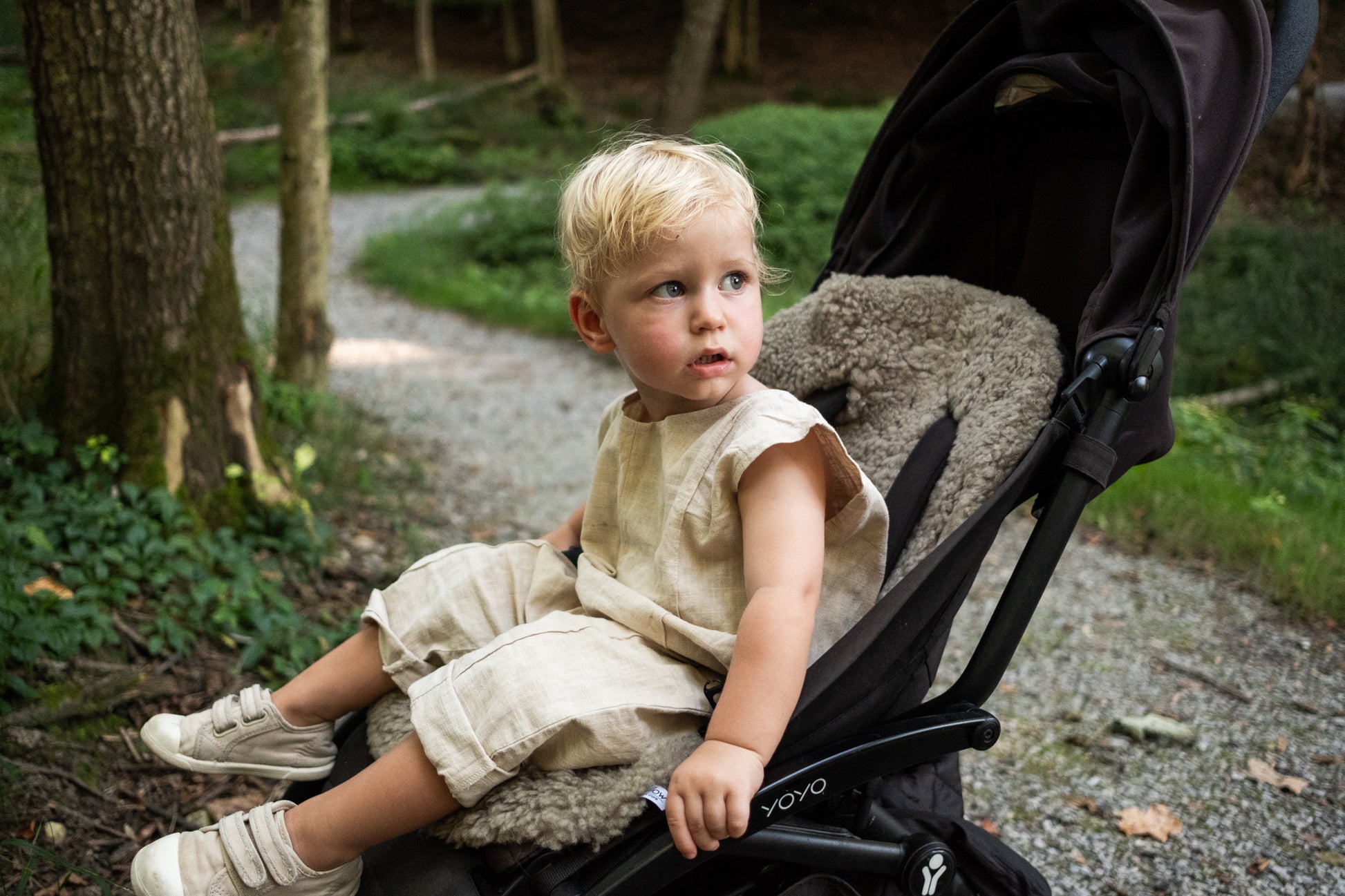 Greige Natural Sheepskin Stroller Liner