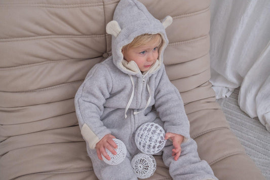 Baby/Kid Virgin Wool Overall - Grey - MellowConceptStore