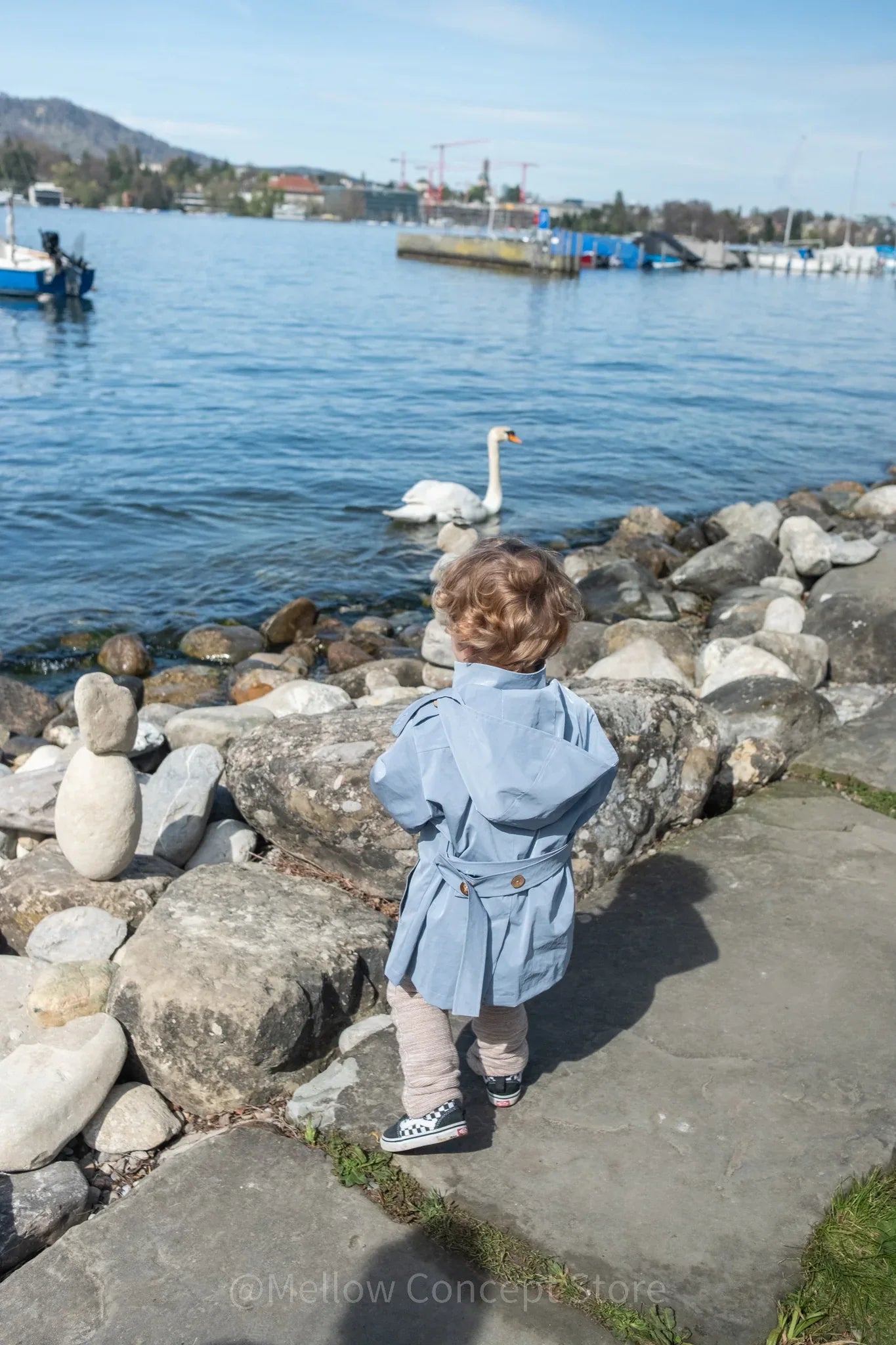Kid's Trench Coat - Blue - Cotton