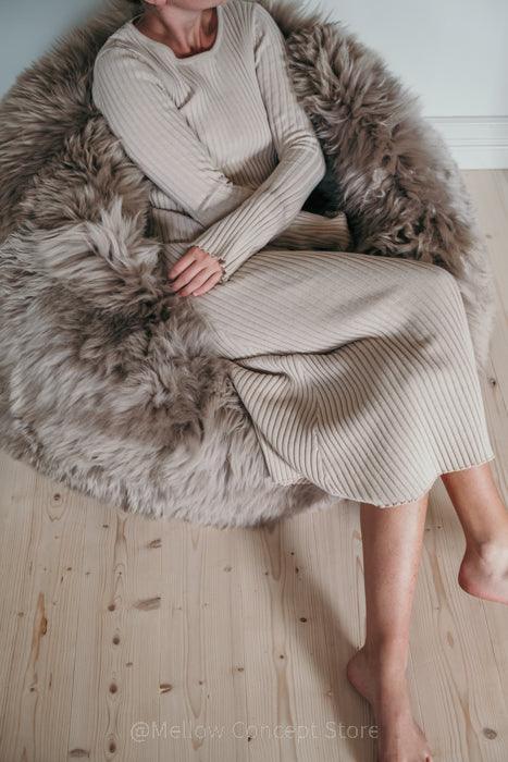 Natural Sheepskin Beanbag - Greige - MellowConceptStore