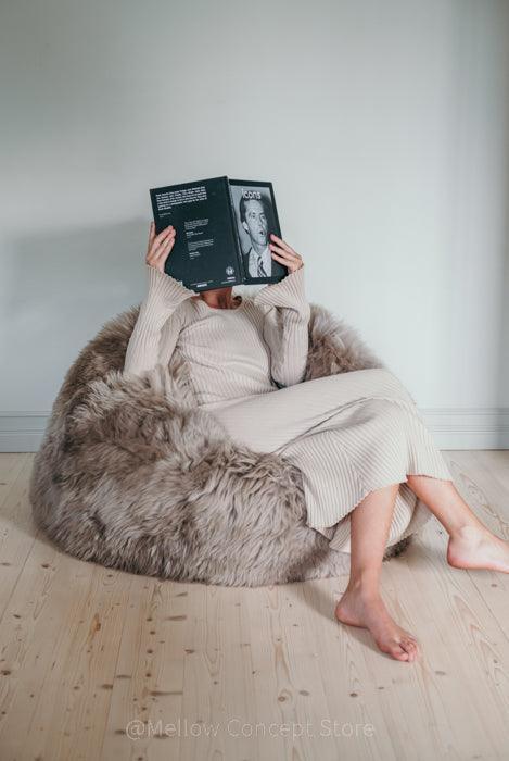 Natural Sheepskin Beanbag - Greige - MellowConceptStore