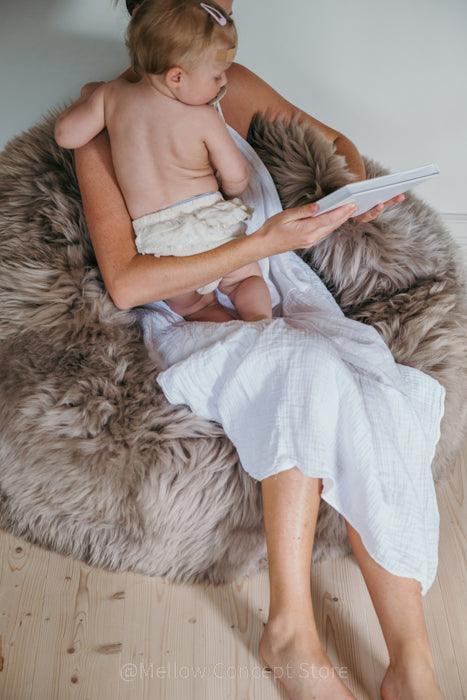 Natural Sheepskin Beanbag - Greige - MellowConceptStore