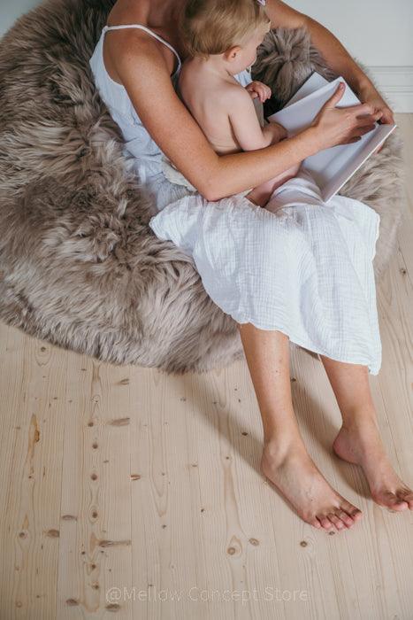 Natural Sheepskin Beanbag - Greige - MellowConceptStore