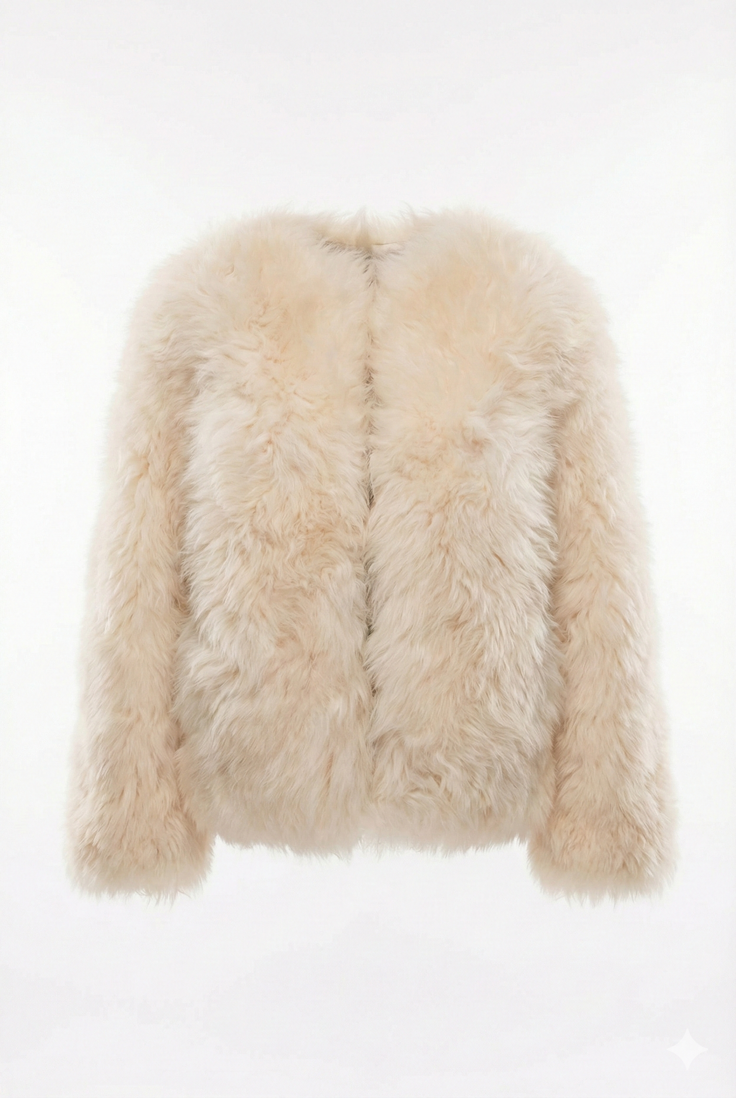 Sheepskin Fur / Coat with Burgundy Silk Lining - White