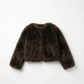 Sheepskin Fur / Coat with Burgundy Silk Lining - Brown