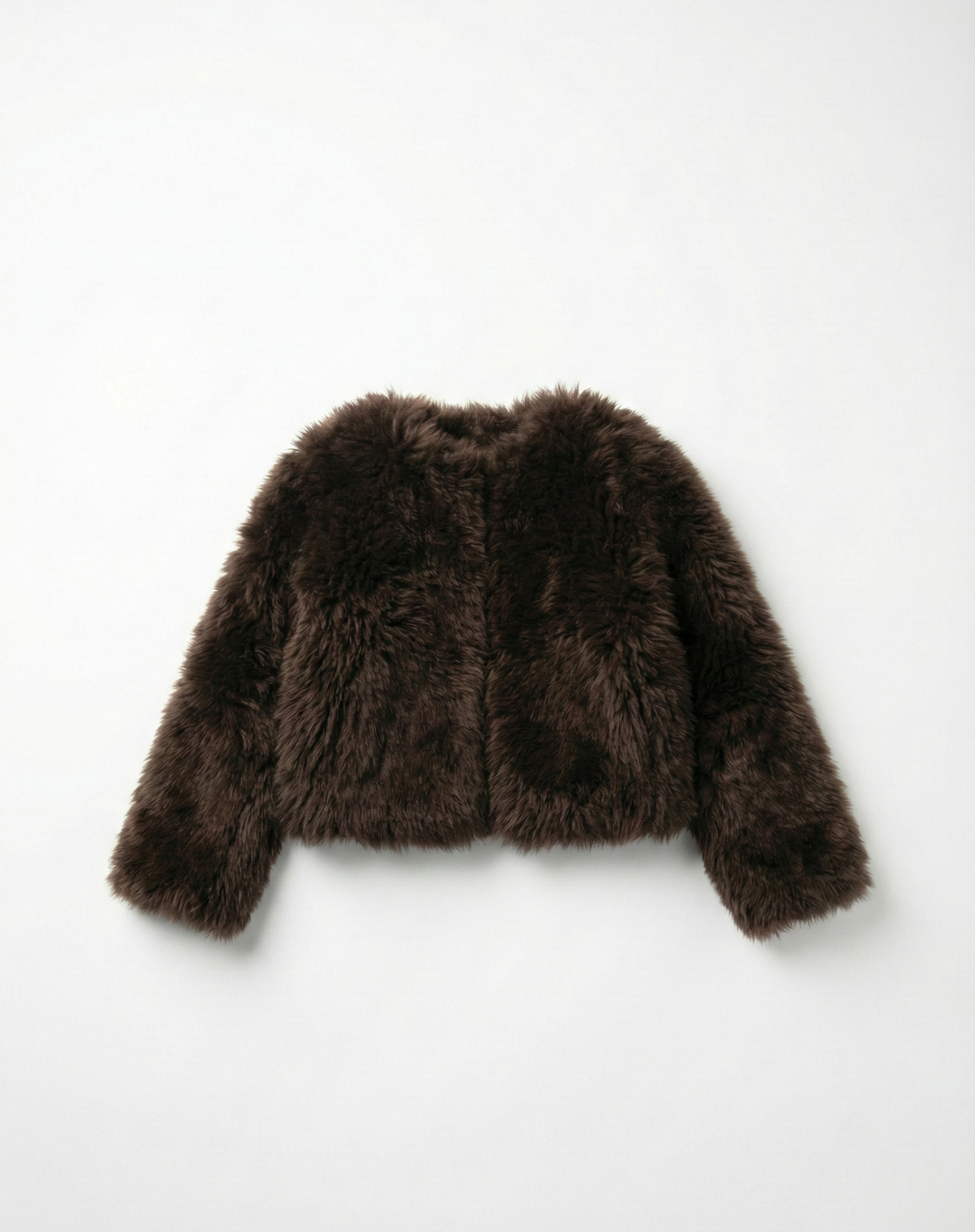 Sheepskin Fur / Coat with Burgundy Silk Lining - Brown