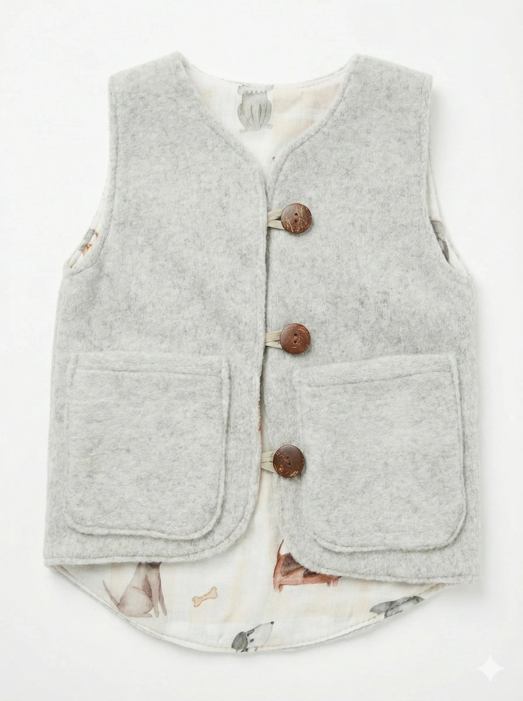 Baby/Kid Virgin Wool Vest - Grey